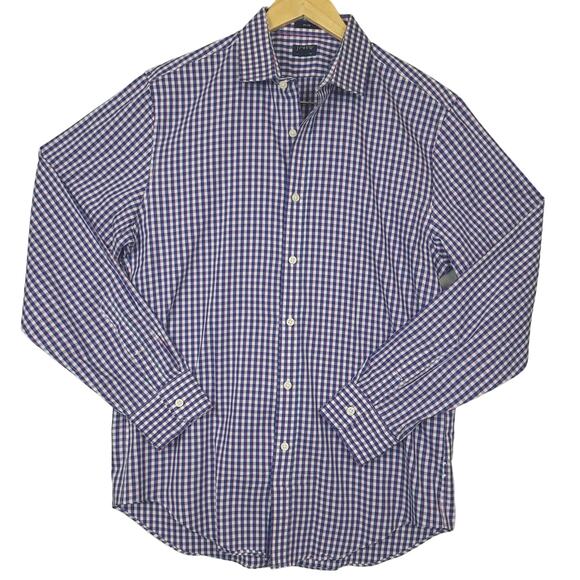 J Crew Men's Performance Button-Up Dress Shirt Long Sleeve Slim Fit Preppy Plaid - Picture 2 of 8